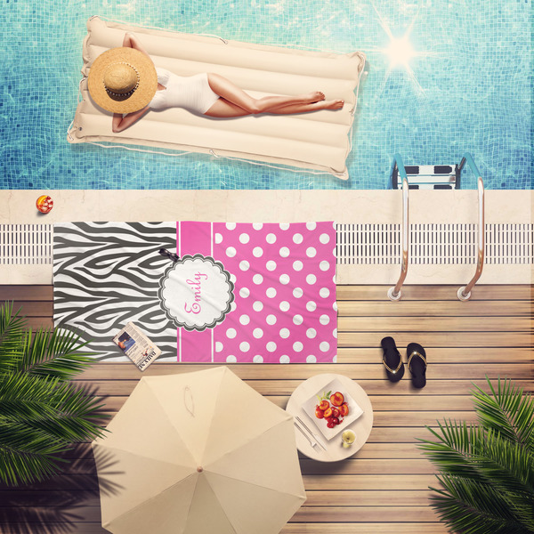 Zebra Print & Polka Dots Pool Towel Lifestyle