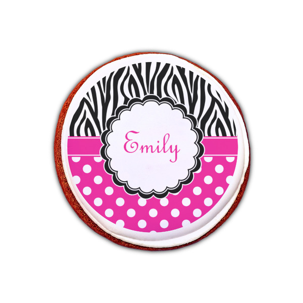 Zebra Print & Polka Dots Printed Icing Circle - XSmall - On Cookie