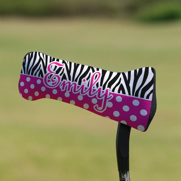 Zebra Print & Polka Dots Putter Cover - On Putter