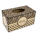 Zebra Print & Polka Dots Wood Tissue Box Cover - Rectangle (Personalized)