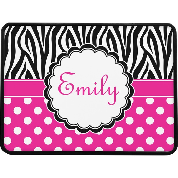 Zebra Print & Polka Dots Rectangular Trailer Hitch Cover (Personalized)