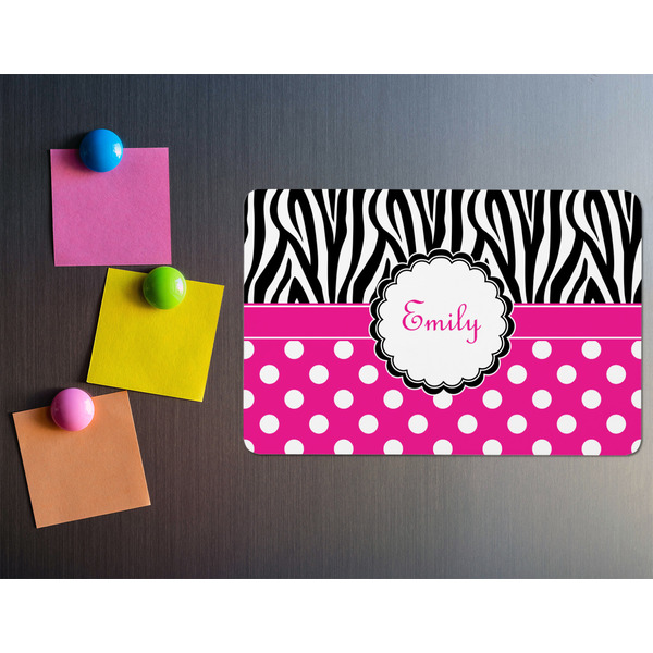 Zebra Print & Polka Dots Rectangular Fridge Magnet - LIFESTYLE