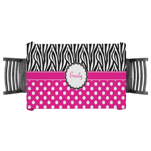 Custom Zebra Print & Polka Dots Tablecloth - 58"x58" (Personalized)