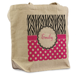 Zebra Print & Polka Dots Reusable Cotton Grocery Bag (Personalized)