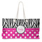 Zebra Print & Polka Dots Large Tote Bag with Rope Handles (Personalized)