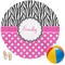 Zebra Print & Polka Dots Round Beach Towel (Personalized)