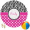 Zebra Print & Polka Dots Round Beach Towel (Personalized)