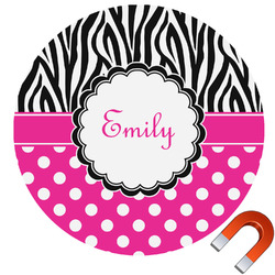 Zebra Print & Polka Dots Car Magnet (Personalized)