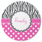 Zebra Print & Polka Dots Round Rubber Backed Coaster (Personalized)