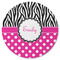 Zebra Print & Polka Dots Round Rubber Backed Coaster (Personalized)