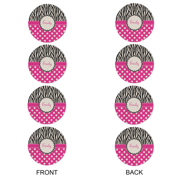 Zebra Print & Polka Dots Round Linen Placemats - APPROVAL Set of 4 (double sided)