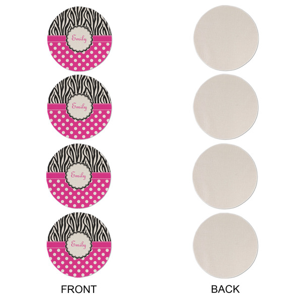 Zebra Print & Polka Dots Round Linen Placemats - APPROVAL Set of 4 (single sided)