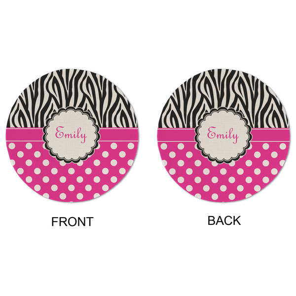 Zebra Print & Polka Dots Round Linen Placemats - APPROVAL (double sided)