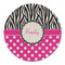 Zebra Print & Polka Dots Round Linen Placemats - FRONT (Double Sided)
