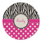 Zebra Print & Polka Dots Round Linen Placemats - FRONT (Single Sided)