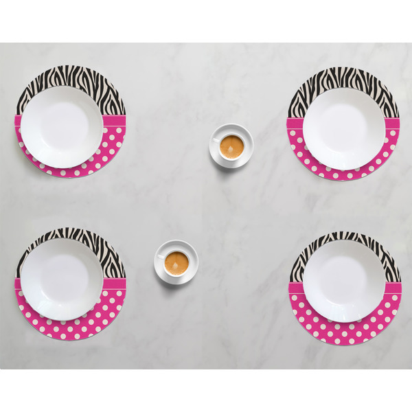 Zebra Print & Polka Dots Round Linen Placemats - LIFESTYLE (set of 4)