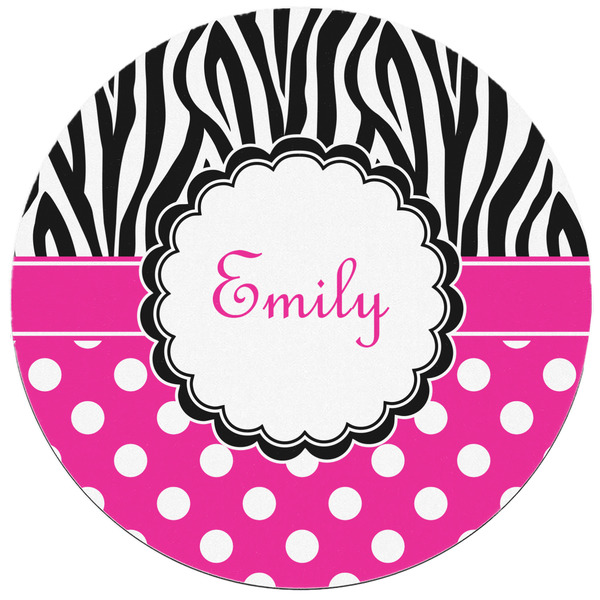 Zebra Print & Polka Dots Round Mousepad - APPROVAL