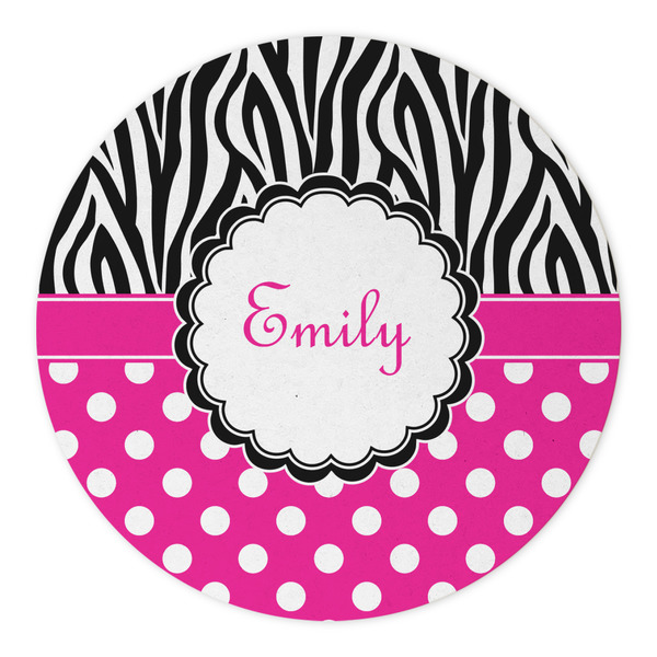 Zebra Print & Polka Dots Round Paper Coaster - Approval