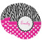 Zebra Print & Polka Dots Round Paper Coaster - Main