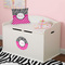 Zebra Print & Polka Dots Round Wall Decal on Toy Chest