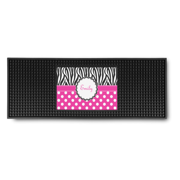Custom Zebra Print & Polka Dots Rubber Bar Mat (Personalized)