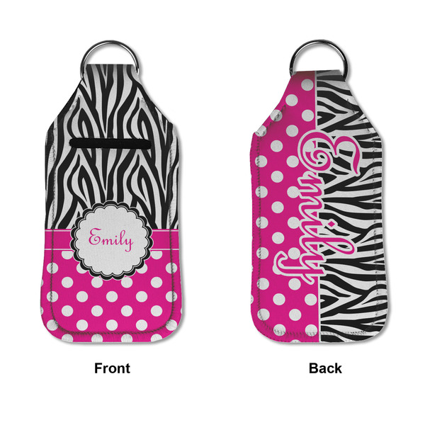 Zebra Print & Polka Dots Sanitizer Holder Keychain - Large APPROVAL (Flat)
