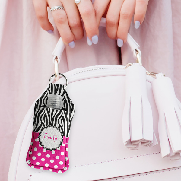 Zebra Print & Polka Dots Sanitizer Holder Keychain - Large (LIFESTYLE)