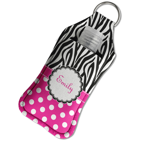 Zebra Print & Polka Dots Sanitizer Holder Keychain - Large in Case