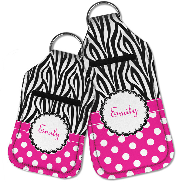Zebra Print & Polka Dots Sanitizer Holder Keychain - Parent Main