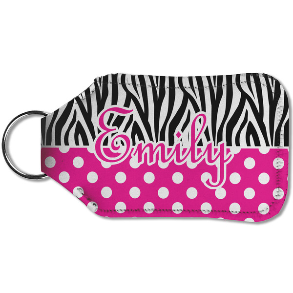 Zebra Print & Polka Dots Sanitizer Holder Keychain - Small (Back)
