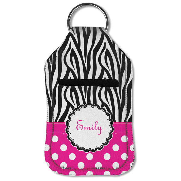 Zebra Print & Polka Dots Sanitizer Holder Keychain - Small (Front Flat)