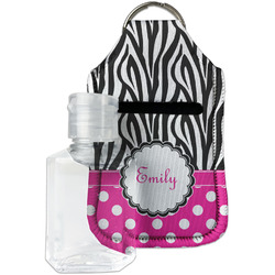 Zebra Print & Polka Dots Hand Sanitizer & Keychain Holder - Small (Personalized)