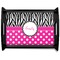 Zebra Print & Polka Dots Black Wooden Tray - Large (Personalized)