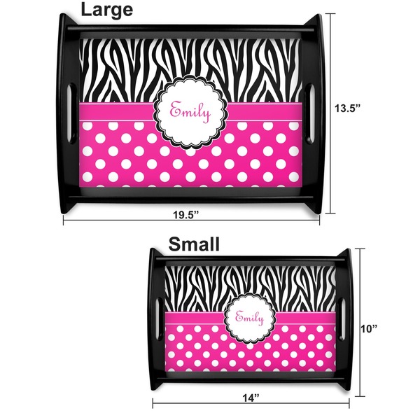 Zebra Print & Polka Dots Serving Tray Black Sizes