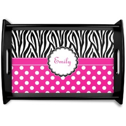 Zebra Print & Polka Dots Wooden Tray (Personalized)