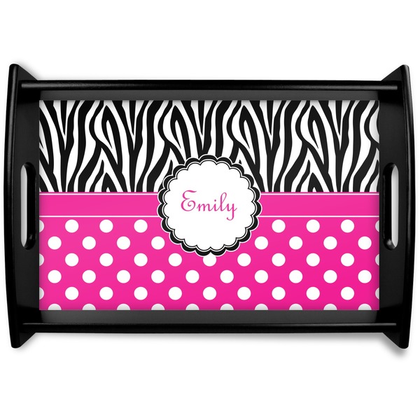 Custom Zebra Print & Polka Dots Wooden Tray (Personalized)