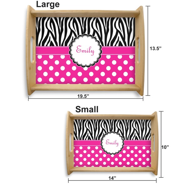 Zebra Print & Polka Dots Serving Tray Wood Sizes