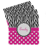 Zebra Print & Polka Dots Absorbent Stone Coasters - Set of 4 (Personalized)