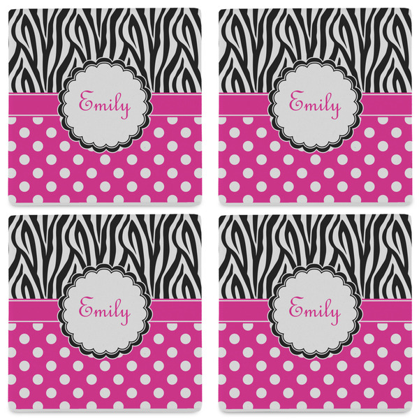 Zebra Print & Polka Dots Set of 4 Sandstone Coasters - See All 4 View