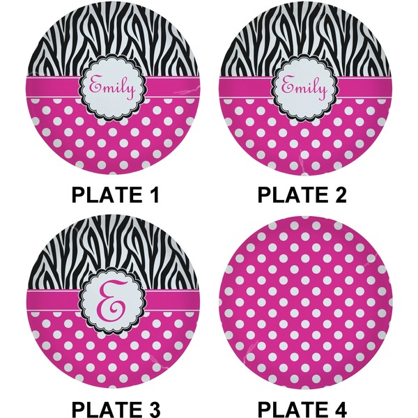 Zebra Print & Polka Dots Set of Lunch / Dinner Plates (Approval)