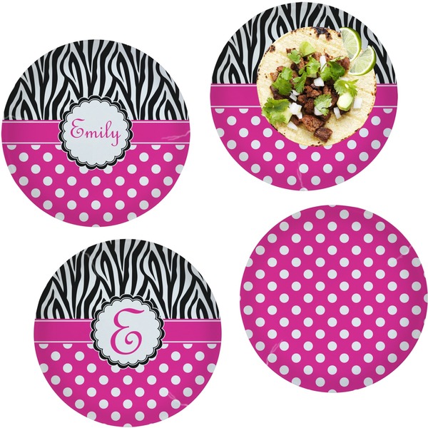Zebra Print & Polka Dots Set of Lunch / Dinner Plates
