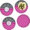 Zebra Print & Polka Dots Set of 4 Glass Lunch / Dinner Plate 10" (Personalized)