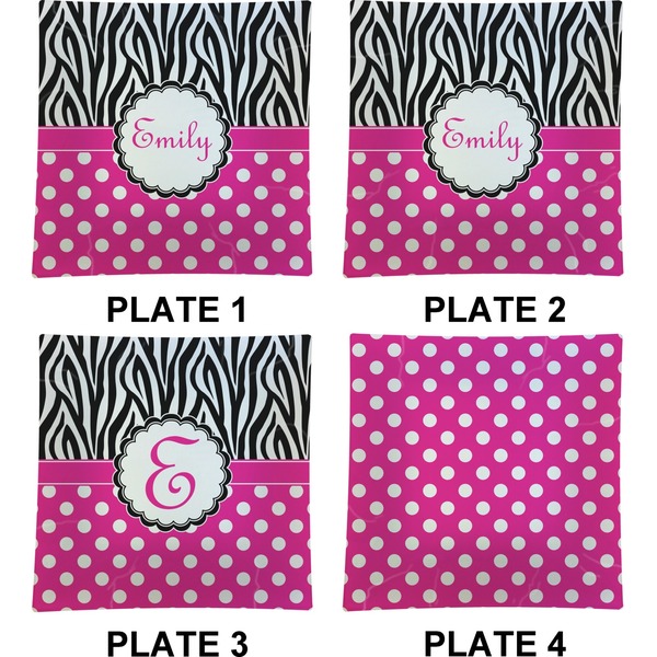 Zebra Print & Polka Dots Set of Square Dinner Plates (Approval)