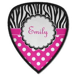 Zebra Print & Polka Dots Iron on Shield Patch A w/ Name or Text
