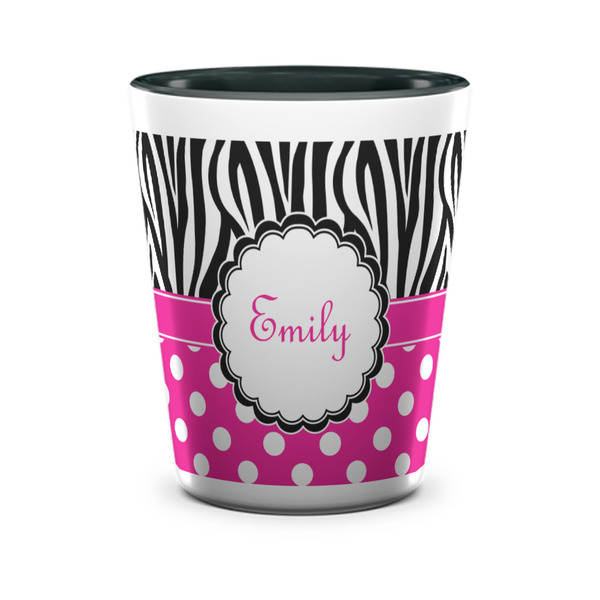 Zebra Print & Polka Dots Shot Glass - Two Tone - FRONT