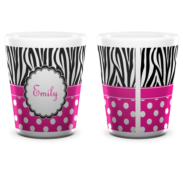 Zebra Print & Polka Dots Shot Glass - White - APPROVAL