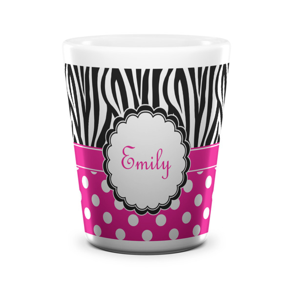 Zebra Print & Polka Dots Shot Glass - White - FRONT