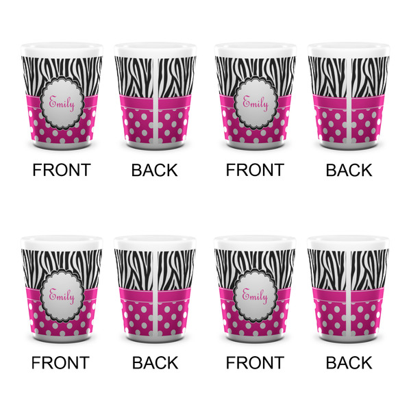 Zebra Print & Polka Dots Shot Glass - White - Set of 4 - APPROVAL