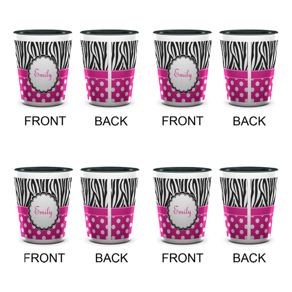Zebra Print & Polka Dots Shot Glassess - Two Tone - Set of 4 - APPROVAL