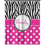 Zebra Print & Polka Dots Extra Long Shower Curtain - 70"x84" (Personalized)